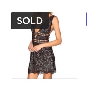 💗SOLD💗For Love and Lemons Black Mon Cheri Lace Mini Dress